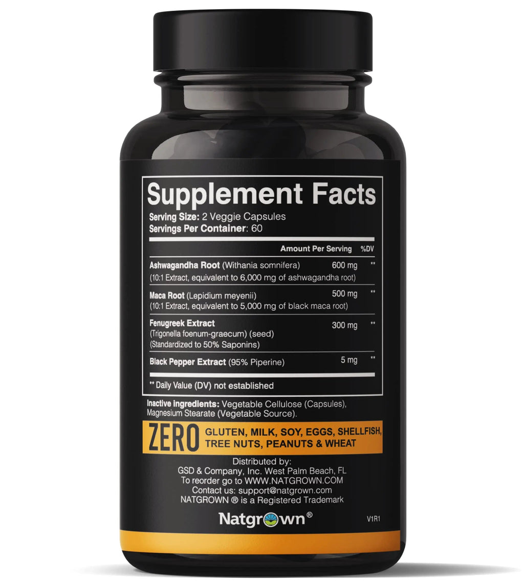 Natgrown Ashwagandha Maca Root Fenugreek Extract Capsules Supplement Natgrown Au supplements