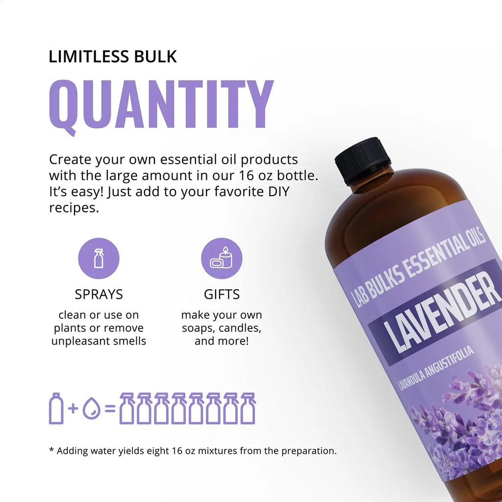 LAB BULKS ESSENTIAL OIL - Lavender Oil 16 Ounce Bottle for Diffusers, Home Care, Candles, Aromatherapy LAB BULKS ESSENTIAL OIL Au supplements