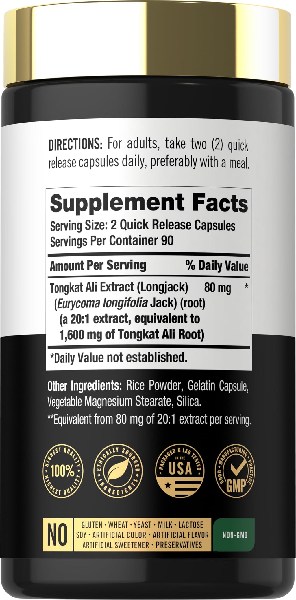 Carlyle Tongkat Ali | 180 Quick Release Capsules | Non-GMO and Gluten Free Supplement