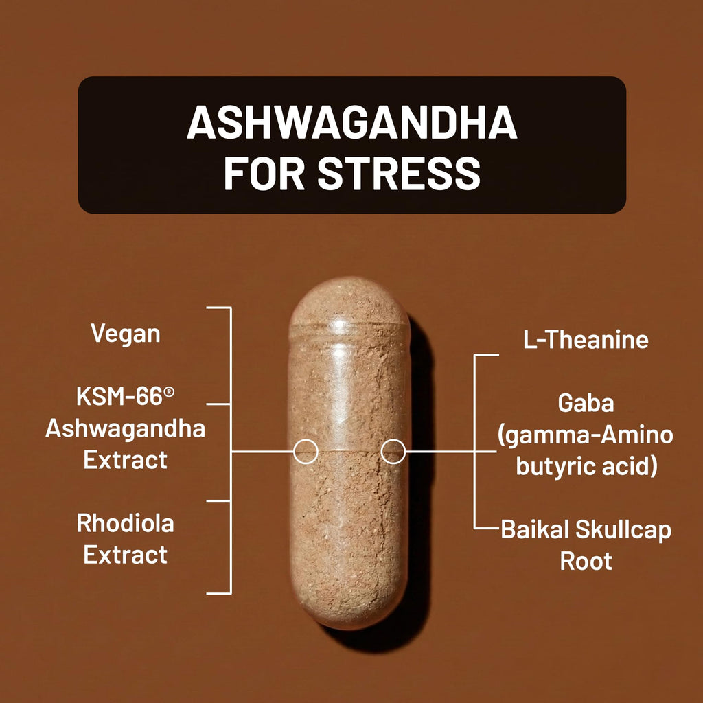 NatureWise Ashwagandha for Stress - With KSM-66 Extract, GABA, L-Theanine, Rhodiola Rosea - Herbal Mood & Sleep Support - Vegan, Non-GMO, Gluten-Free - 60 Capsules[1-Month Supply] NatureWise Au supplements