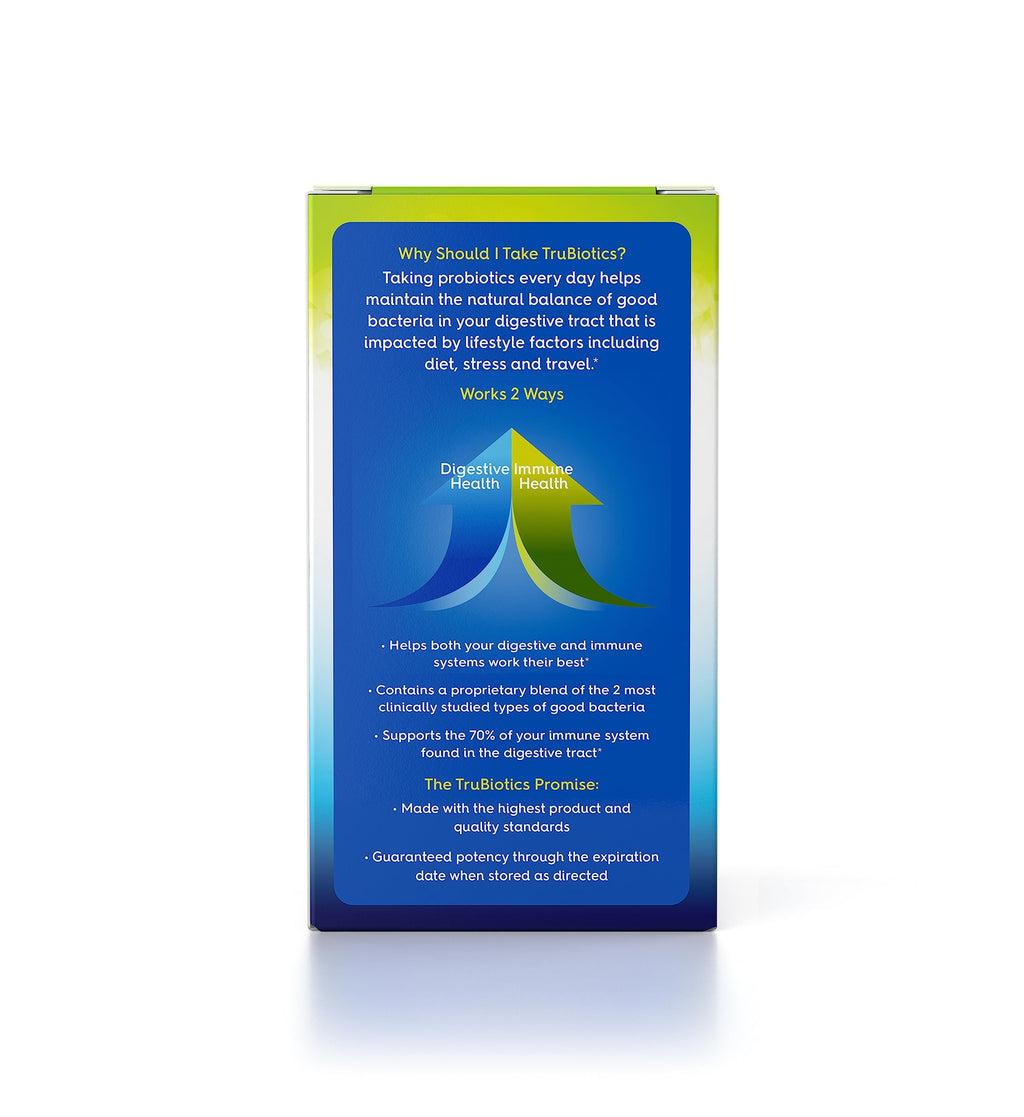 TruBiotics Probiotics for Digestive & Immune Health, Supports Regularity & Helps Relieve Abdominal Discomfort, Gas & Bloating, 2 Clinically Studied Probiotic Strains, Plus Prebiotics, 30 Capsules TruBiotics Au supplements