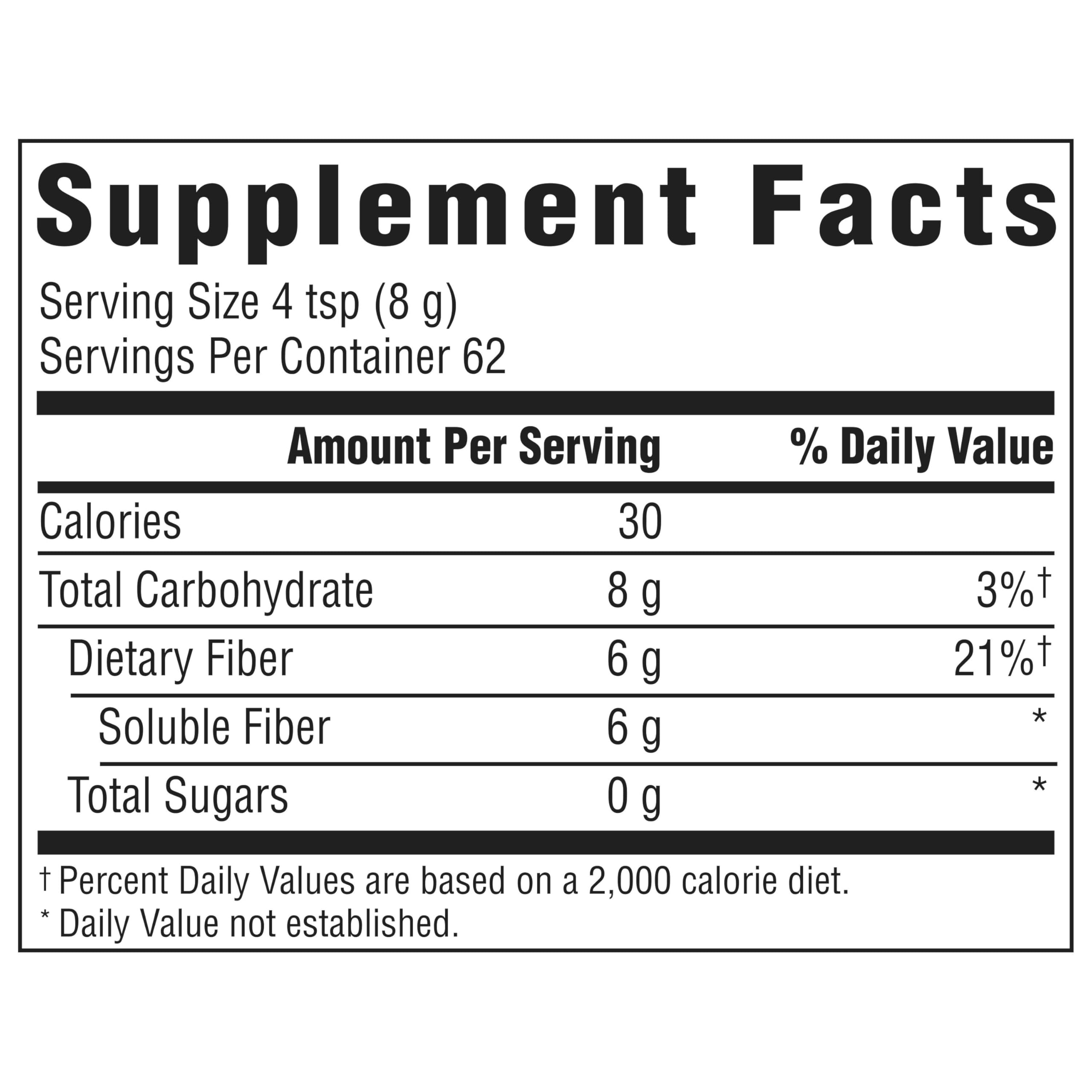Benefiber Daily Prebiotic GLP-1 Friendly Fiber Supplement Powder for Digestive Health, Unflavored - 250 Teaspoons (17.6 Ounces)