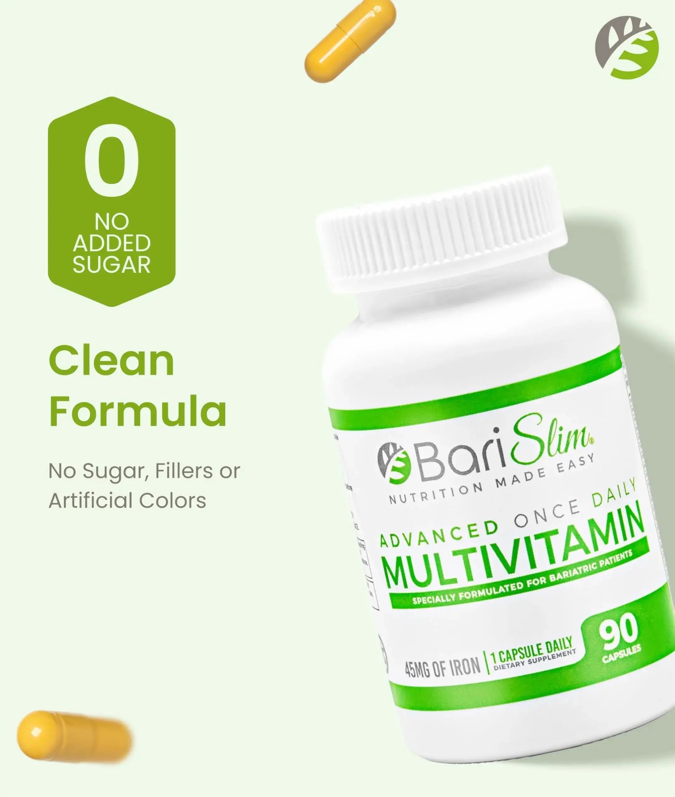 BariSlim Advanced Once Daily Bariatric Multivitamin Capsule - 45 mg of Iron - Bariatric Vitamin for Post Bariatric Surgery Including BariSlim Au supplements