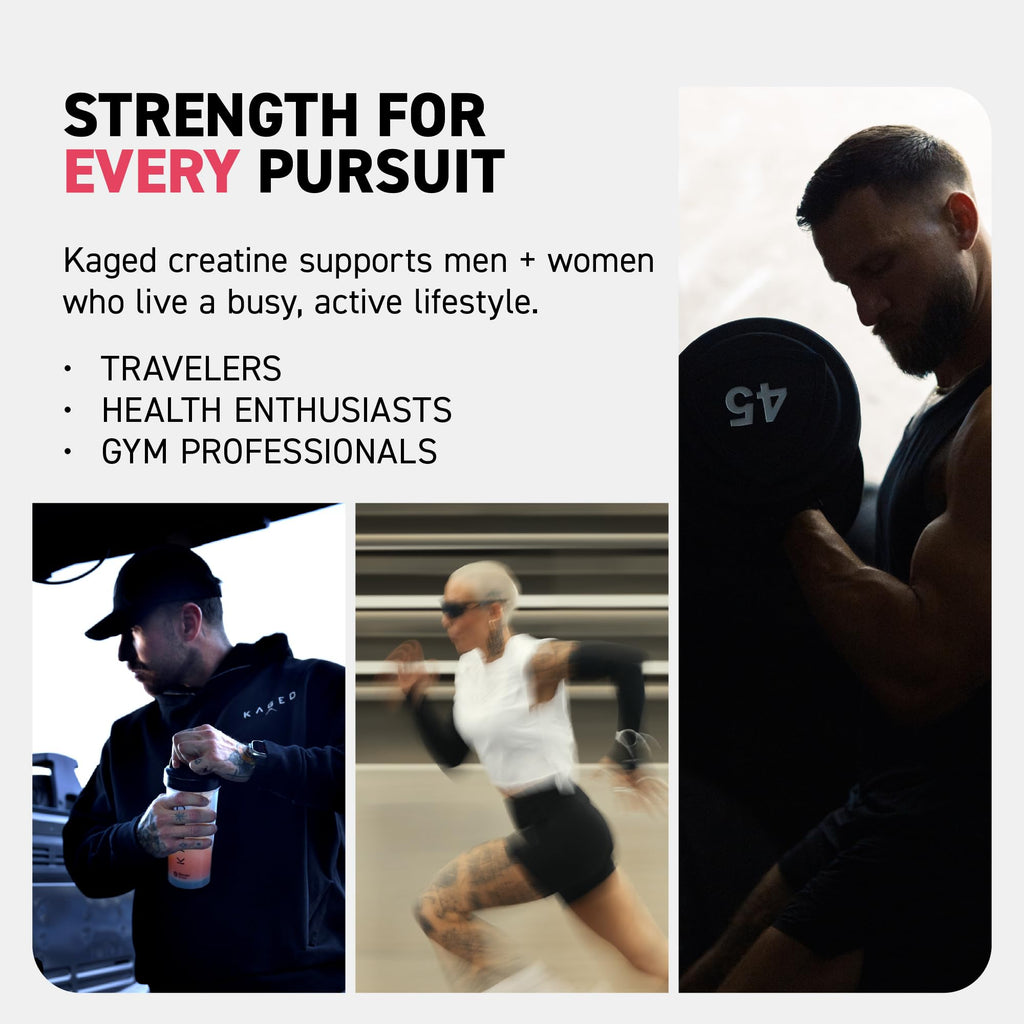 Kaged Creatine Monohydrate + Max Absorption Technology | Micronized Powder Stick Packs | Strawberry Lemonade | Muscle Building & Recovery | Brain Health