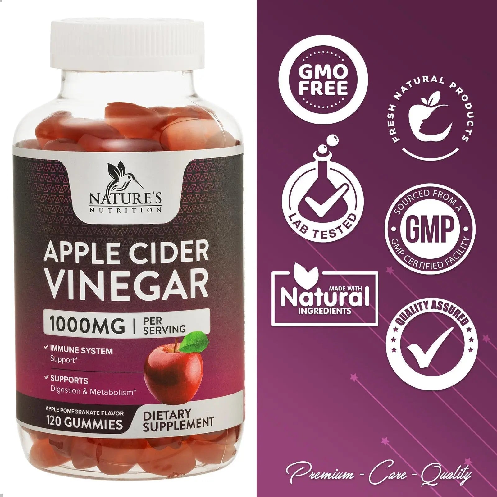 Nature's Nutrition Apple Vinegar Gummy for Weight Loss 1000mg - Vegan Apple Cider Vinegar Nature's Nutrition Au supplements