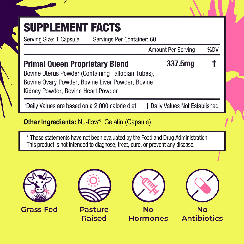 Primal Queen Female-Optimized Beef Organ Superfood Supplement (Beef Liver, Kidney, Heart, & 3 More) - 100% Grass Fed, Pasture Raised - 3rd Party & Clinically Tested Primal Queen Au supplements