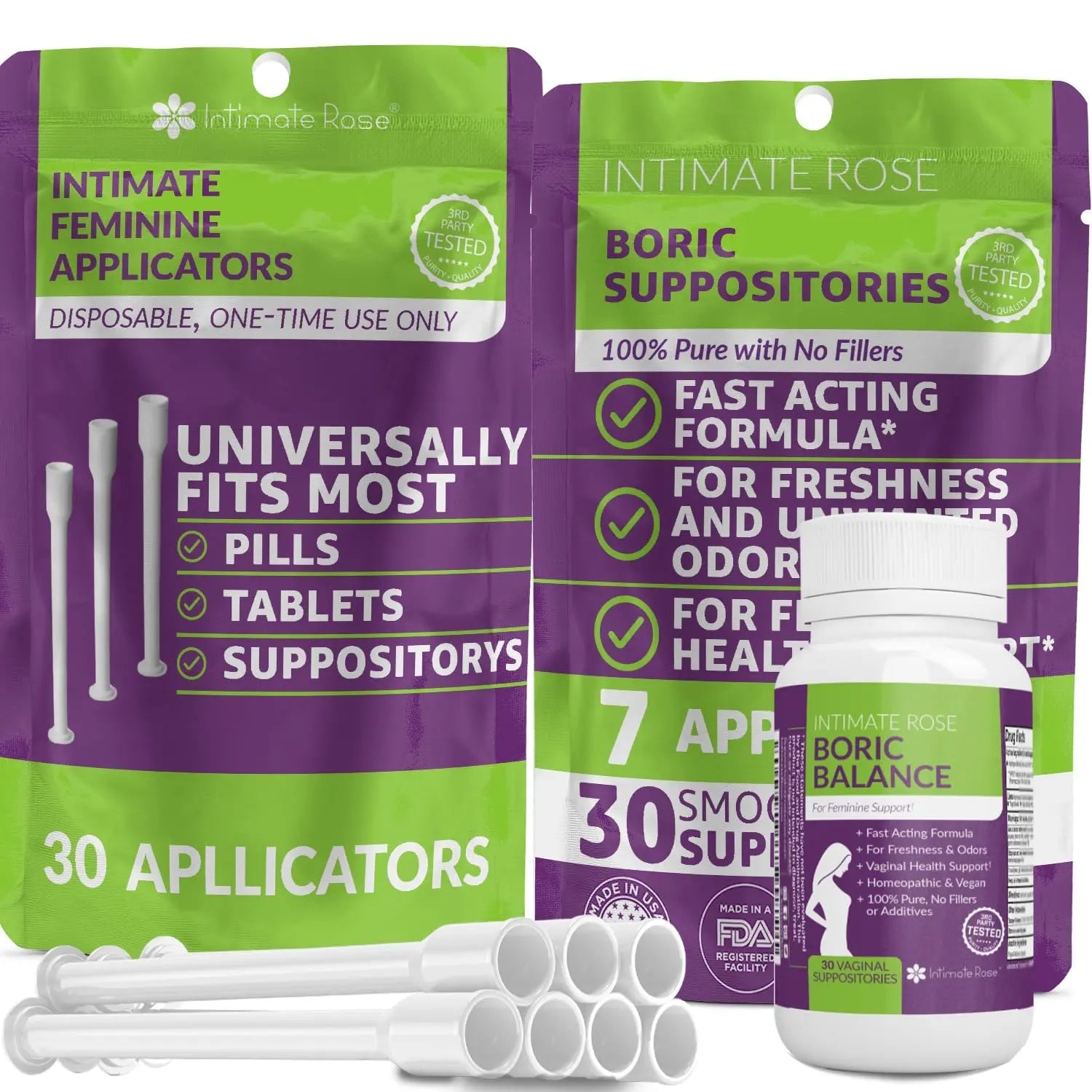 Intimate Rose Save 10% on Boric Acid Vaginal Suppositories - 30 Count (600mg) + 30 Applicators Intimate Rose Au supplements