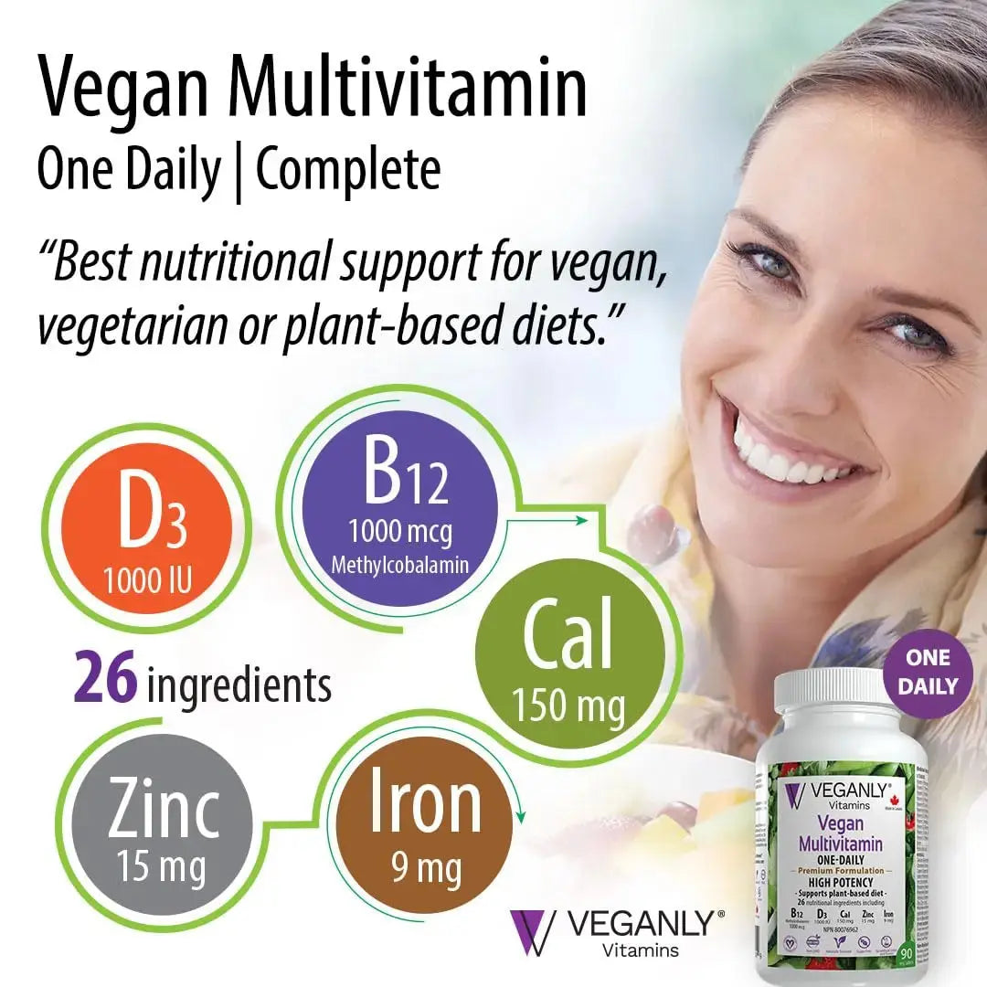 VEGANLY Vitamins Vegan Multivitamin One-Daily, (90 Veg Tablets). Complete Nutrition Support for Plant-Based, Vegan or Vegetarian Diets VEGANLY Vitamins Au supplements