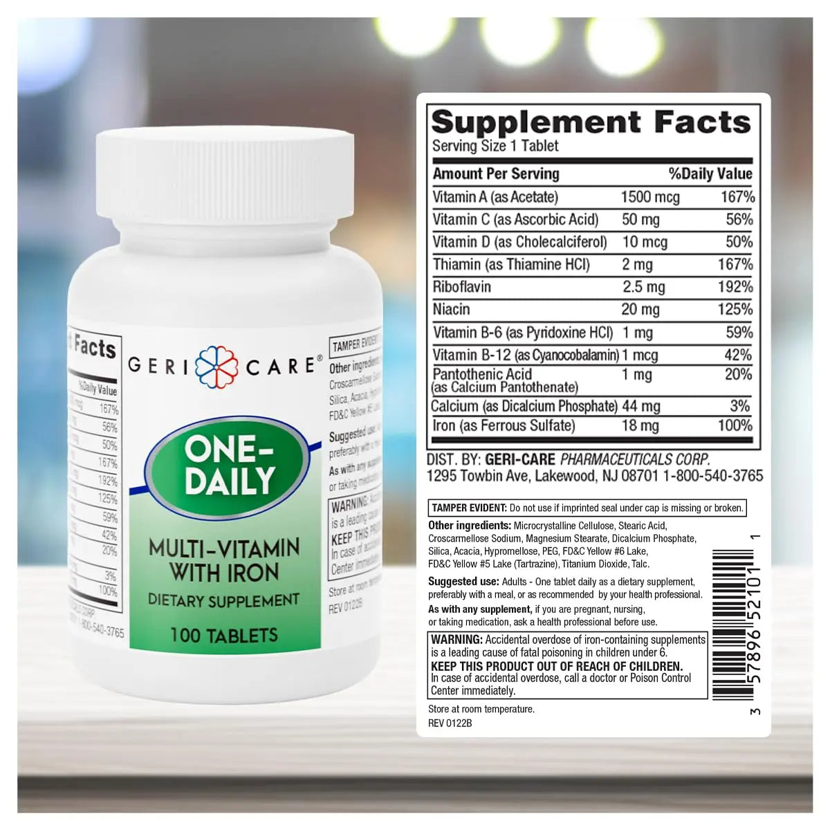 GeriCare One-Daily Multi-Vitamin with Iron Tablets,100 Count (Pack of 1) GeriCare Au supplements