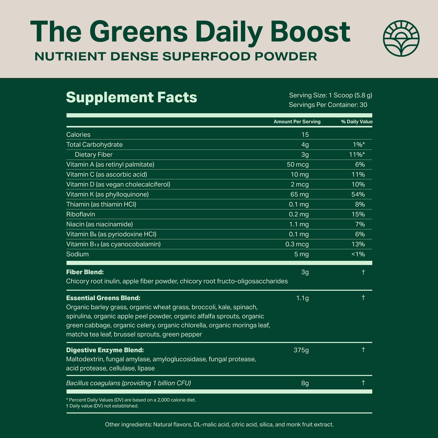 Proper, The Greens Daily Boost Organic Greens Powder. Whole Food, Apple Flavour Veggie Powder Superfood with Wheatgrass, Spirulina, Chlorella, Probiotics.