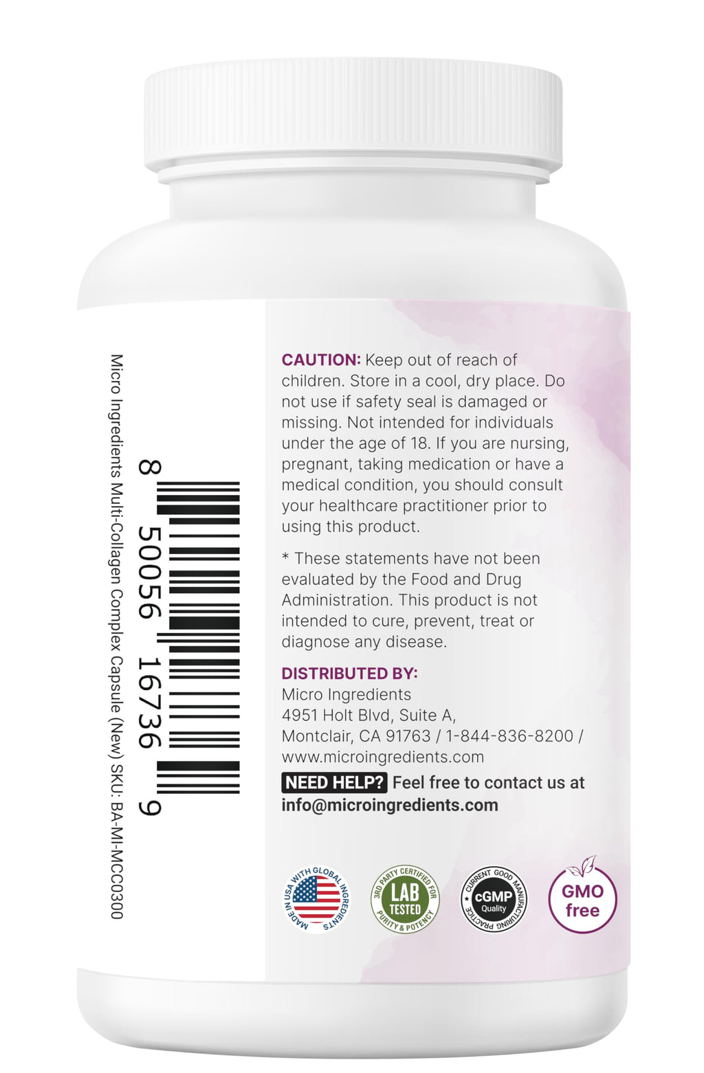 Micro Ingredients Multi Collagen Pills for Women & Men, 240 Capsules | Type I, II, III, V, X | Hydrolyzed Peptides with Biotin, Hyaluronic Acid