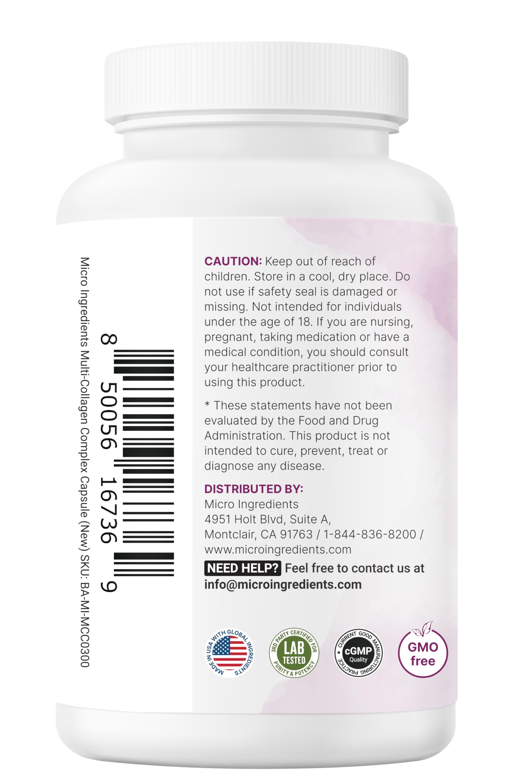 Micro Ingredients Multi Collagen Pills for Women & Men, 240 Capsules | Type I, II, III, V, X | Hydrolyzed Peptides with Biotin, Hyaluronic Acid
