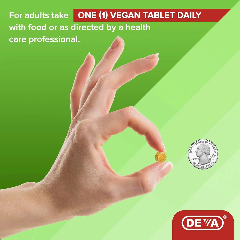 DEVA Vegan Iron-Free Multivitamin & Mineral Supplement, Vitamin C, D2, E & B-Complex, Biotin, 90 Tiny Tablets DEVA Au supplements