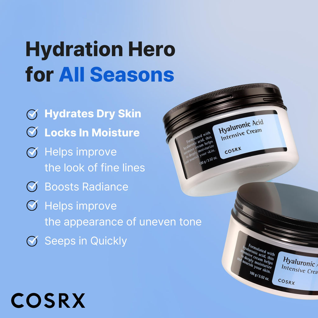 COSRX Hyaluronic Acid Moisturizing Cream, Long-lasting Hydration, Rich Moisturizer for Sensitive Skin 3.52 oz / 100g