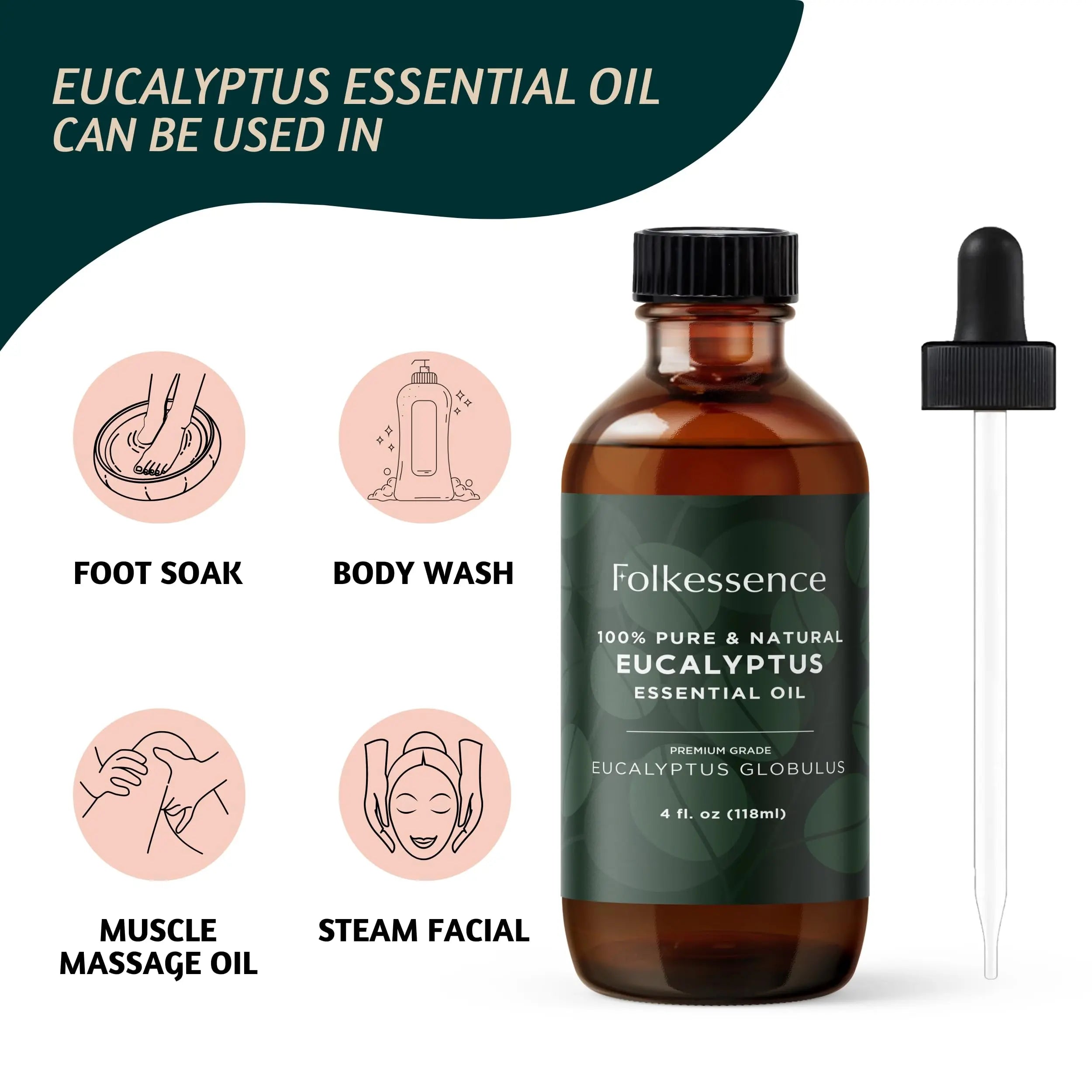 Folkulture Eucalyptus Essential Oil for Diffuser - 4 Fl Oz - 100% Pure, Natural and Undilluted Essential Oil Folkulture Au supplements