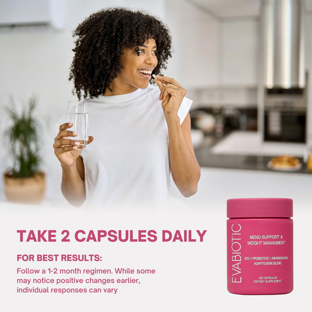 Complete Menopause Vitamins - Ashwaghanda, Probiotics, ACV for Weight Management, Hot Flashes, Night Sweats, Bloat, Hormone Balance - Vegan 60 Caps Menopause Supplements for Women Non-GMO EVABIOTIC Au supplements
