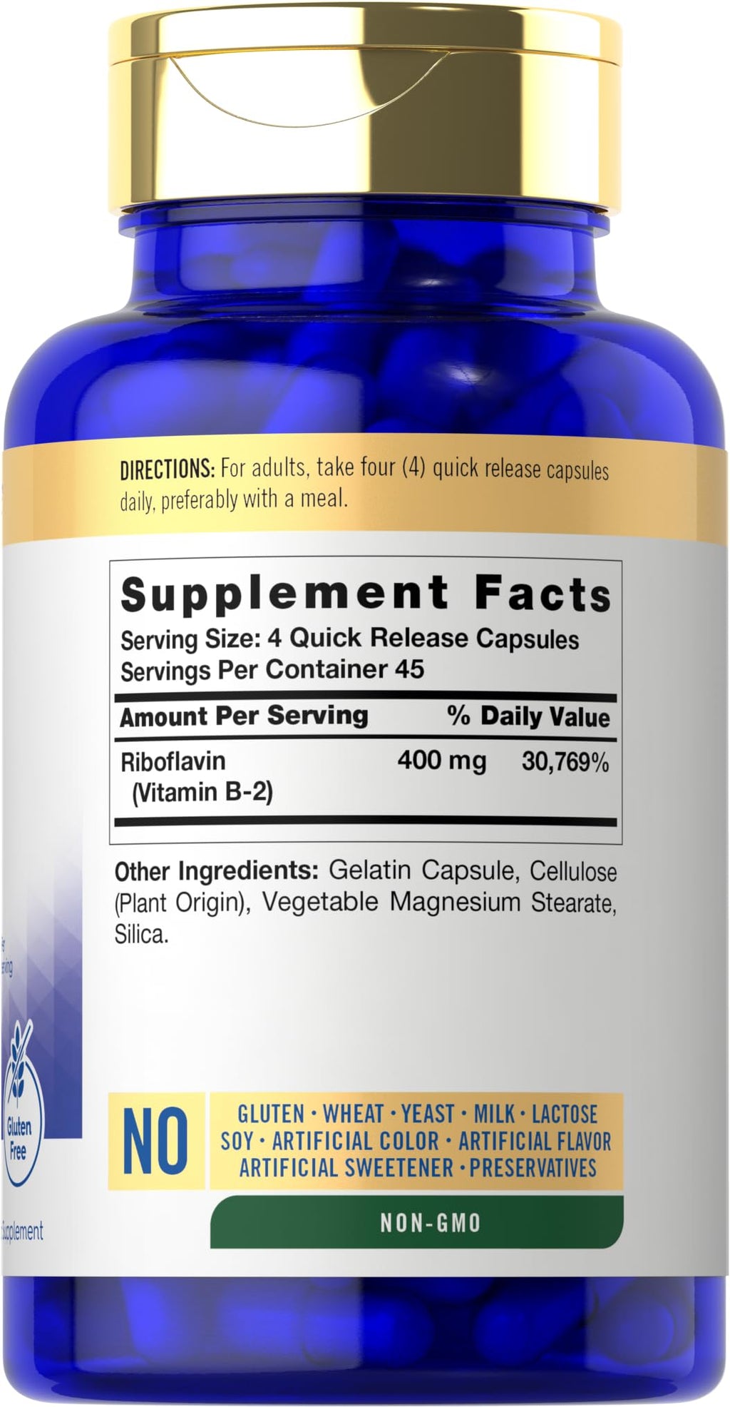 Carlyle Vitamin B-2 400mg | 180 Count | Non-GMO, Gluten Free Supplement | B2 Riboflavin