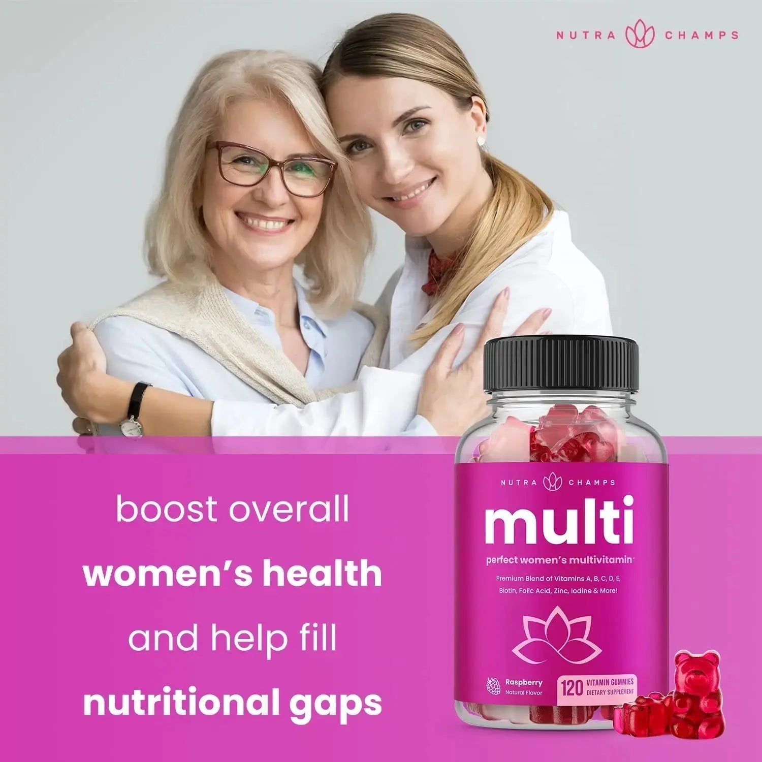 NutraChamps Biotin Gummies (2 Pack) and Womens Multivitamin Gummies (2 Pack) 4 Pack Bundle NutraChamps Au supplements