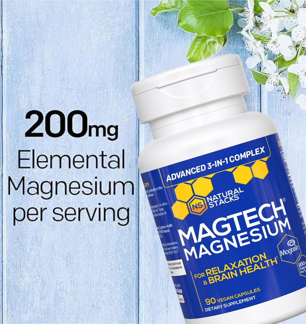 Magtech Magnesium Capsules + Hydration Creatine Powder Lemon Lime Bundle - 3 Forms of Magnesium - Featuring Magtein L-Threonate - Brain Health & Hydration Support* - 44 Total Servings NATURAL STACKS Au supplements