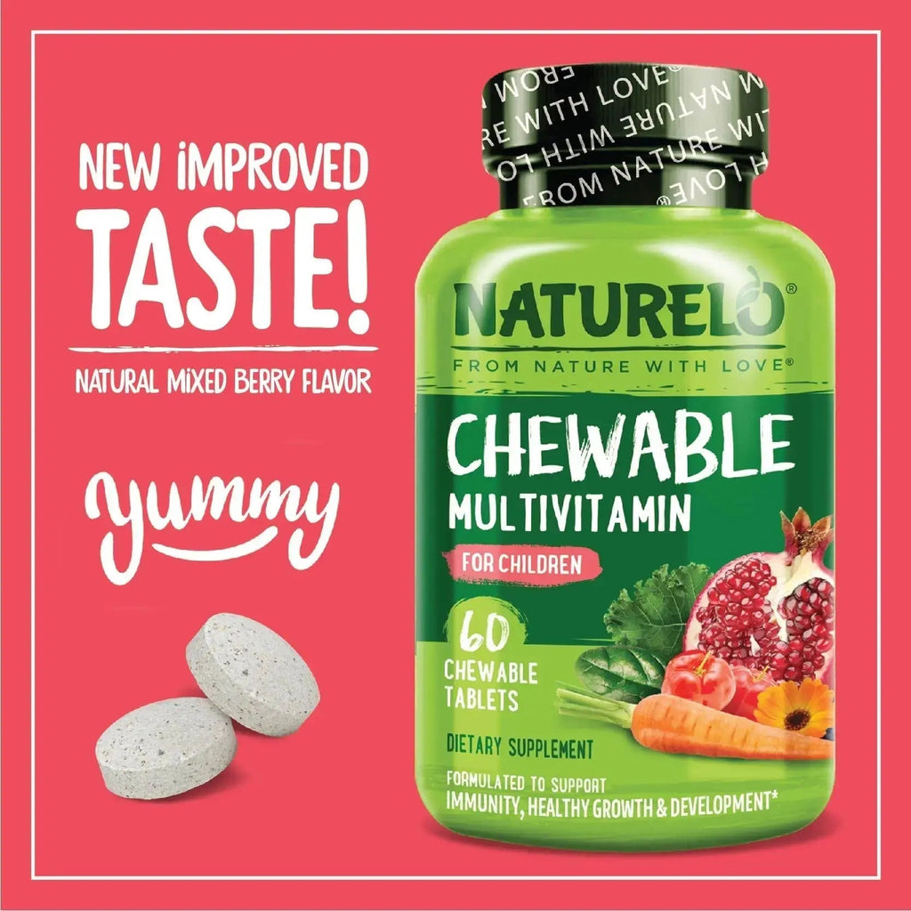 NATURELO Chewable Vitamin for Kids Multivitamin with Whole Food Organic Fruit Blend - 60 Tablets for Children NATURELO Au supplements