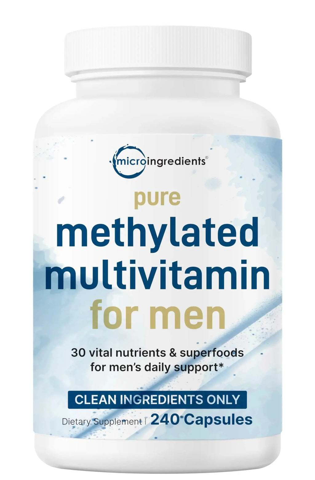 Pure Methylated Multivitamin for Men, 240 Capsules | 30 Key Nutrients with Vitamin C, D, E, B Complex + Methylfolate Micro Ingredients Au supplements