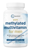 Pure Methylated Multivitamin for Men, 240 Capsules | 30 Key Nutrients with Vitamin C, D, E, B Complex + Methylfolate Micro Ingredients Au supplements