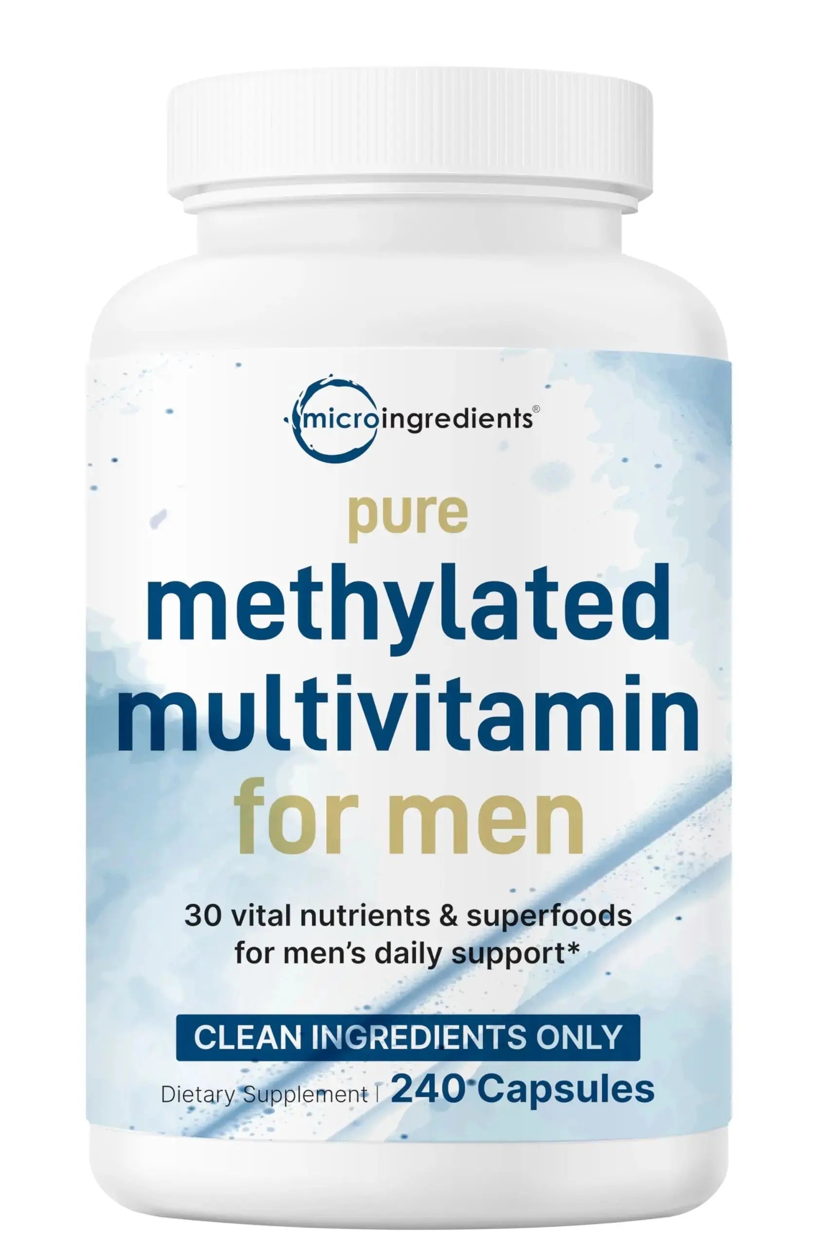 Pure Methylated Multivitamin for Men, 240 Capsules | 30 Key Nutrients with Vitamin C, D, E, B Complex + Methylfolate Micro Ingredients Au supplements
