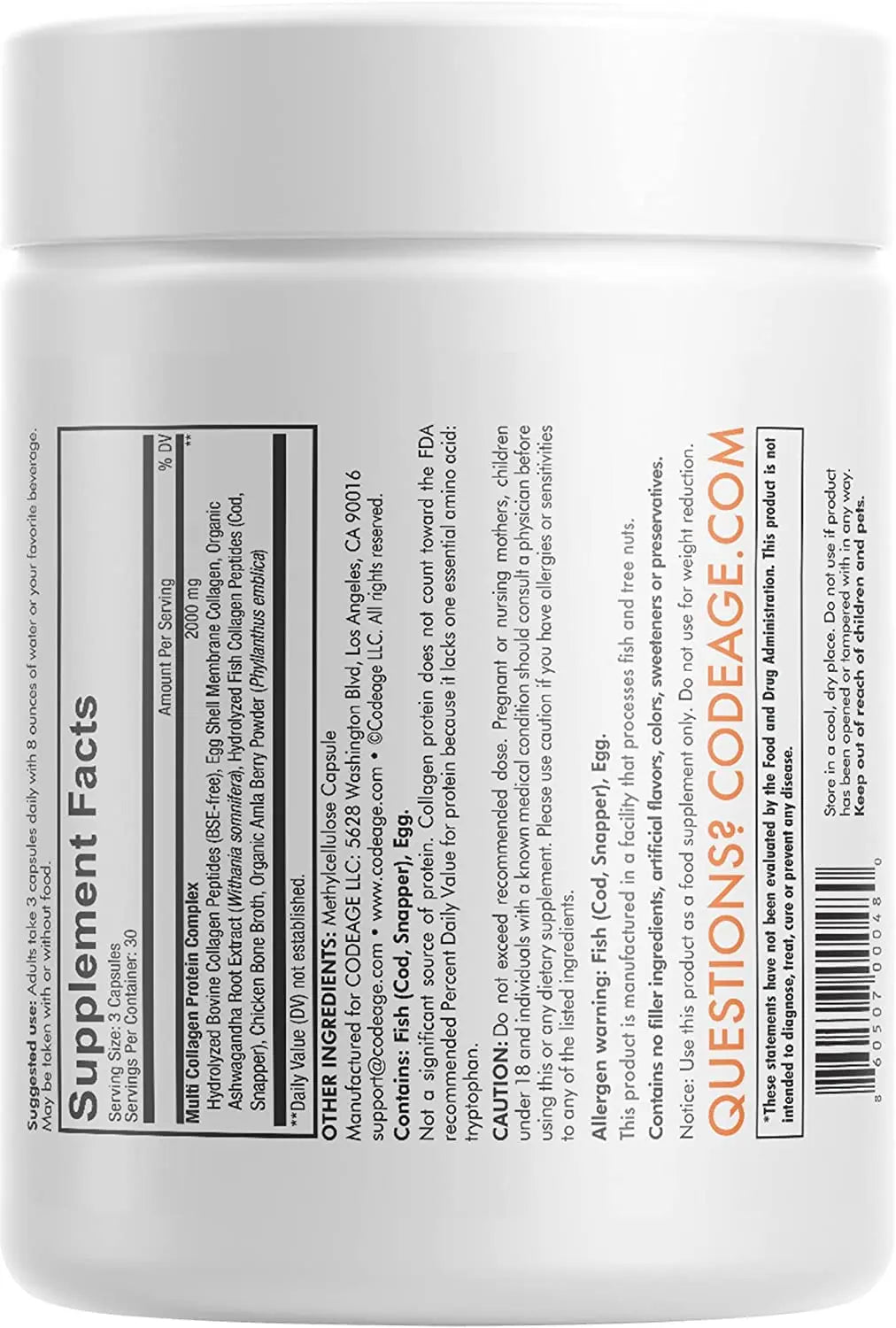 Codeage Multi Collagen Protein Capsules, Type I, II, III, V, X, Grass Fed & Hydrolyzed Collagen Pills Supplement Codeage Au supplements