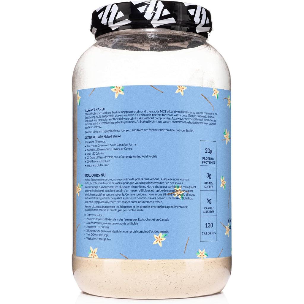 NAKED Shake - Vanilla Protein Powder - Plant Based Protein Shake with Mct Oil, NSF Certified, Gluten-Free, Soy-Free, No Gmos Or Artificial Sweeteners - 30 Servings