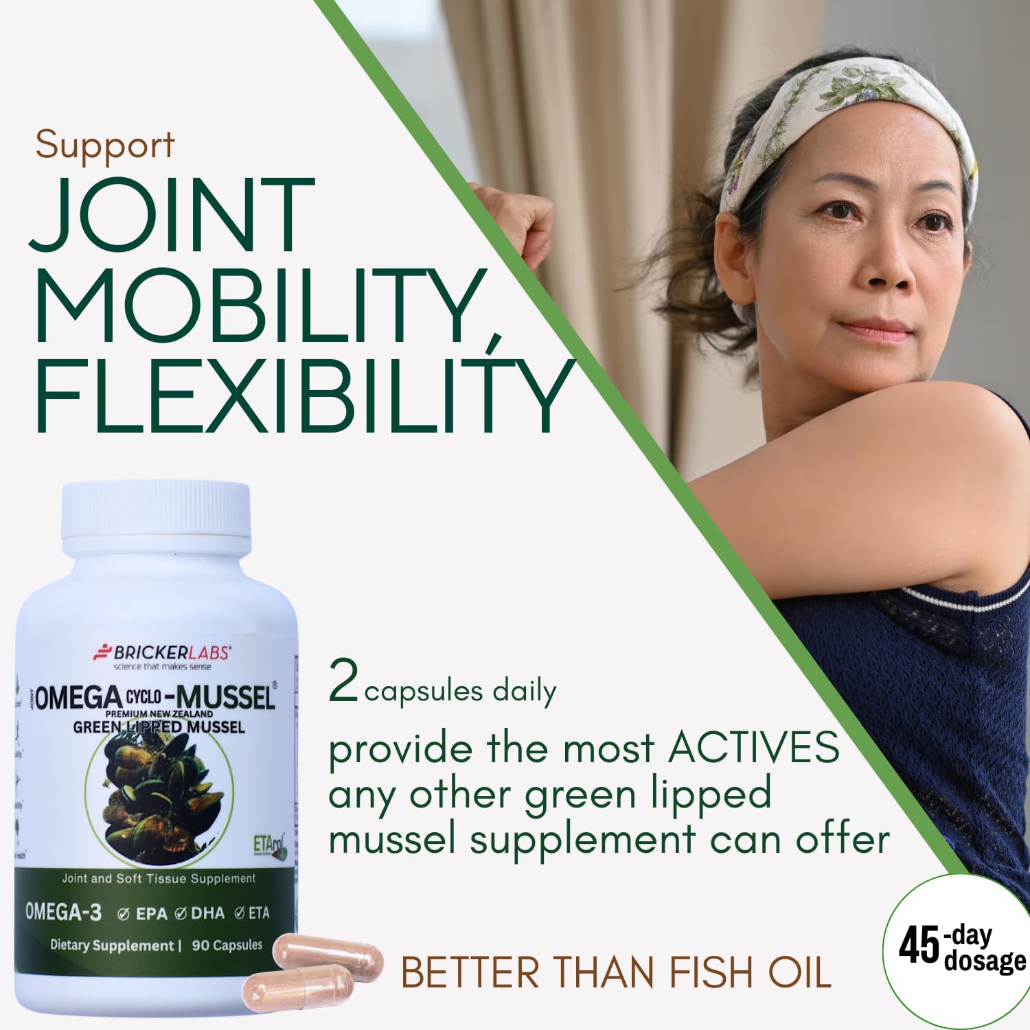 Bricker Labs Omega Cyclo - Mussel Joint Health Supplement, Premium New Zealand Green Lipped Mussel, Full Spectrum Omega Joint Supplements for Joint Health and Comfort, 90 Capsules Bricker Labs Au supplements