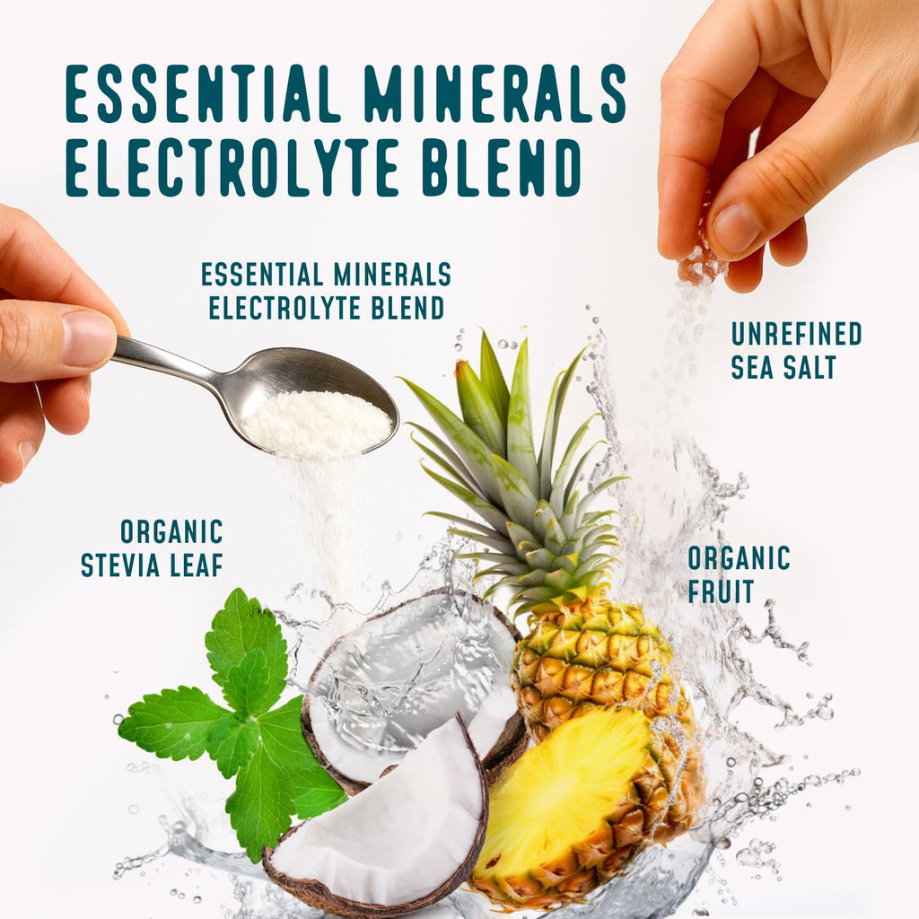 FlavCity Pineapple Coconut Electrolytes Powder Packets - 28 Hydration Packets - No Added Sugar - Hydration Powder with Real Fruit & Unrefined Sea Salt