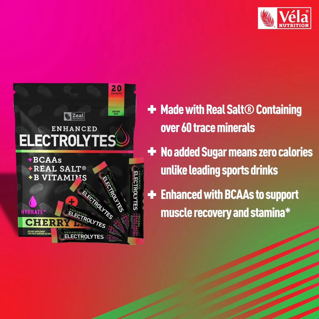 Enhanced Powder Stick Packs (Cherry Limeade- 20 Packets) Sugar Free + BCAA B Zeal Naturals Au supplements