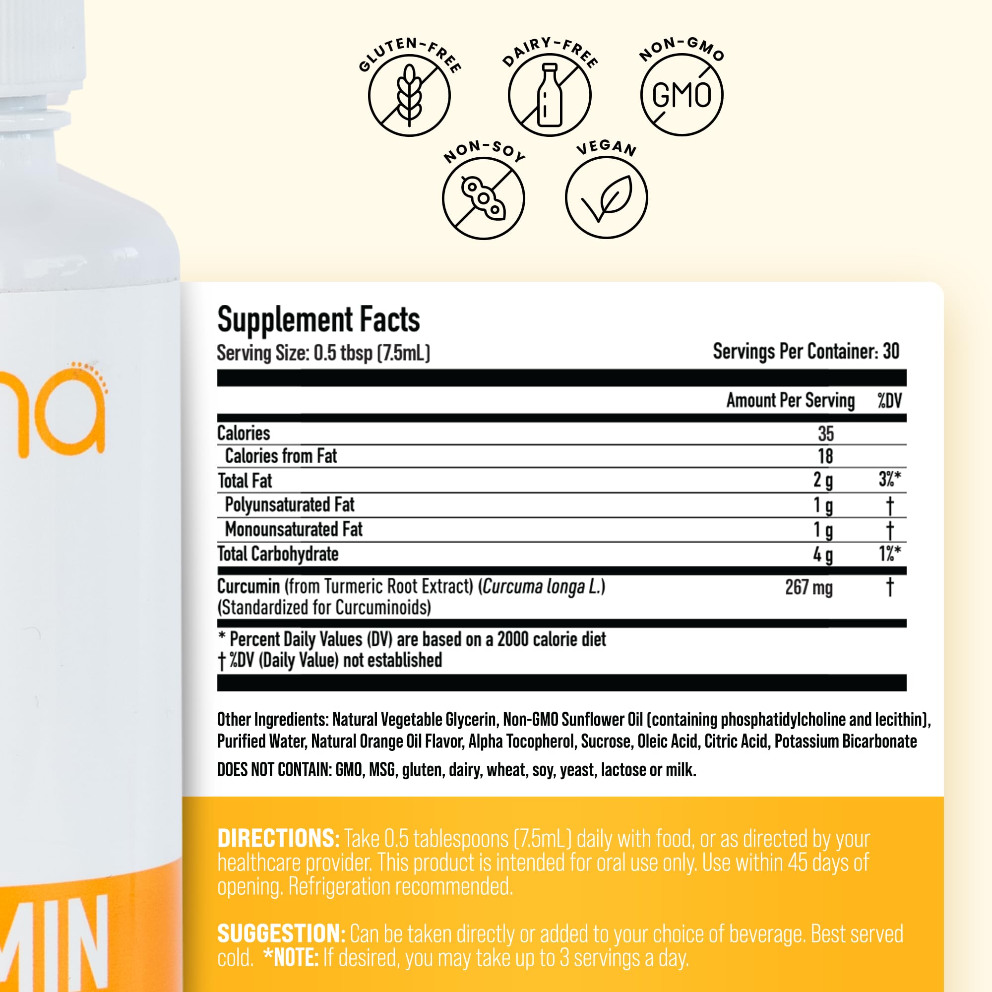 Manna Vitamins Evolved Liposomal Liquid Curcumin for Advanced Absorption Best Turmeric Supplement for Daily Joint & Immune Health Support - Vegan, Non-GMO, 95% Curcuminoids (1 Pack) Manna Vitamins Evolved Au supplements