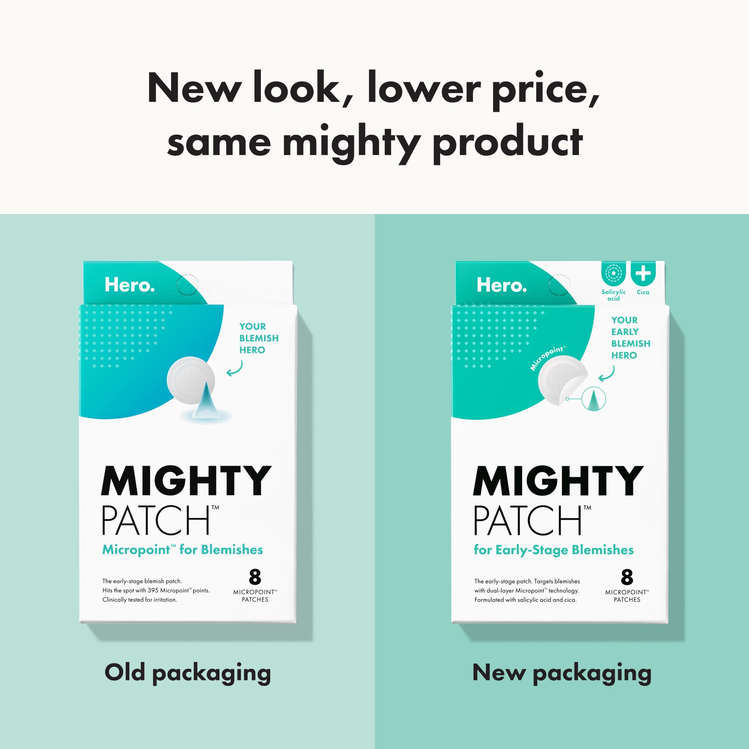 Mighty Patch Micropoint Large Hydrocolloid Pimple Patches for Face Blemishes from Hero Cosmetics, Acne Stickers for Early Stage Zits