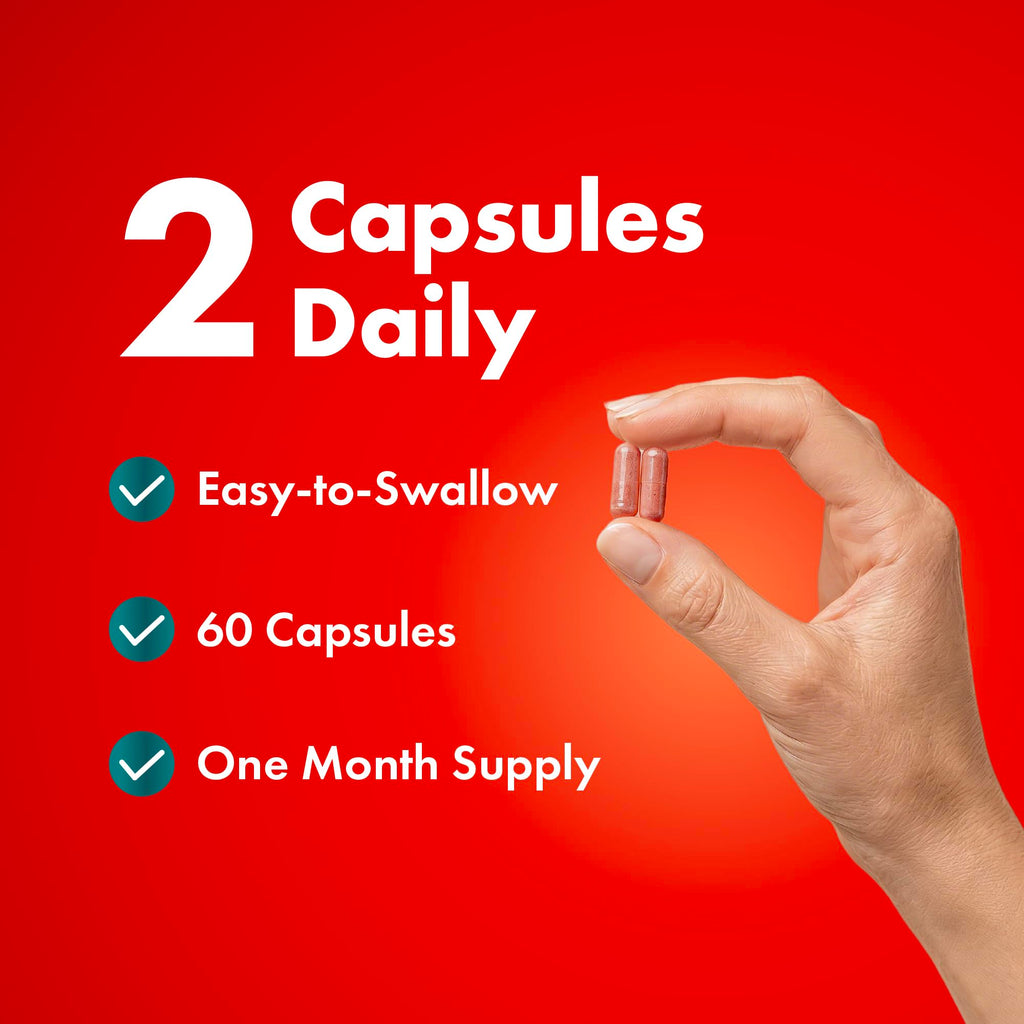 Red Yeast Rice with CoQ10 Supplement | Healthy Cholesterol Levels & Heart Health Support | Extra Strength Red Yeast Rice 1200 MG (600 MG Per Capsule) with Monakolin K