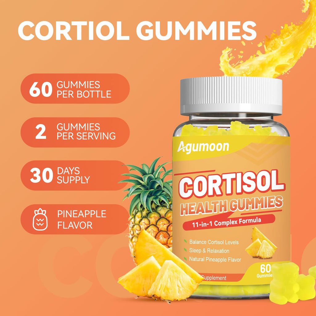 Agumoon Cortisol Gummies for Women, Cortisol Supplements with Ashwagandha, Magnesium, L-theanine, for Relaxation and Mood Support - 120 Gummies Agumoon Au supplements