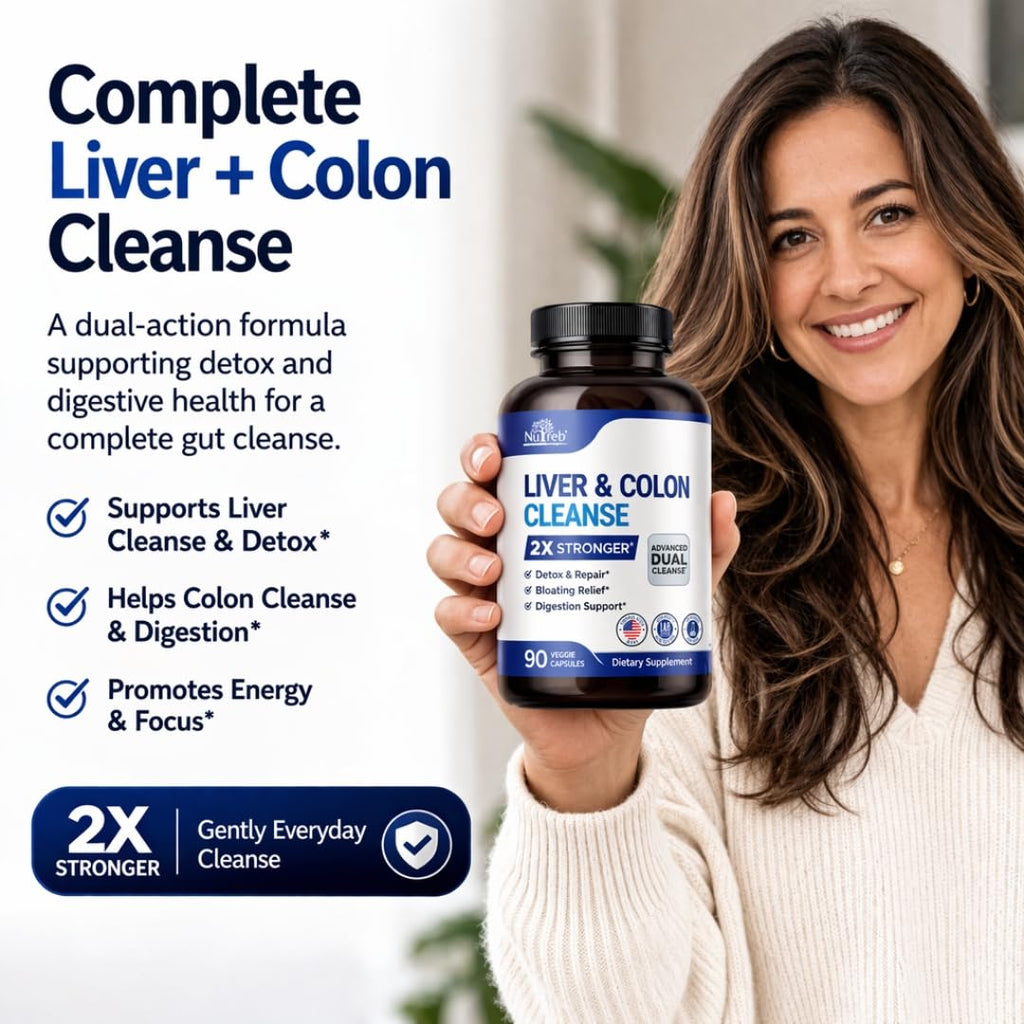 Nutreb Liver & Colon Cleanse - 2X Stronger - Liver Cleanse Detox & Repair - Colon Cleanser & Detox - Premium Milk Thistle Supplement