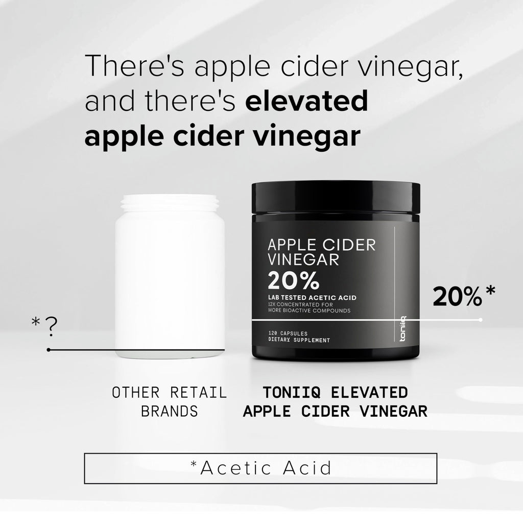 Toniiq Apple Cider Vinegar Capsules - Ultra High Potency 2,010mg Formula with 20% Acetic Acid & Cayenne Pepper - Made with The Mother - Third-Party Lab Tested - 120 Capsules Toniiq Au supplements