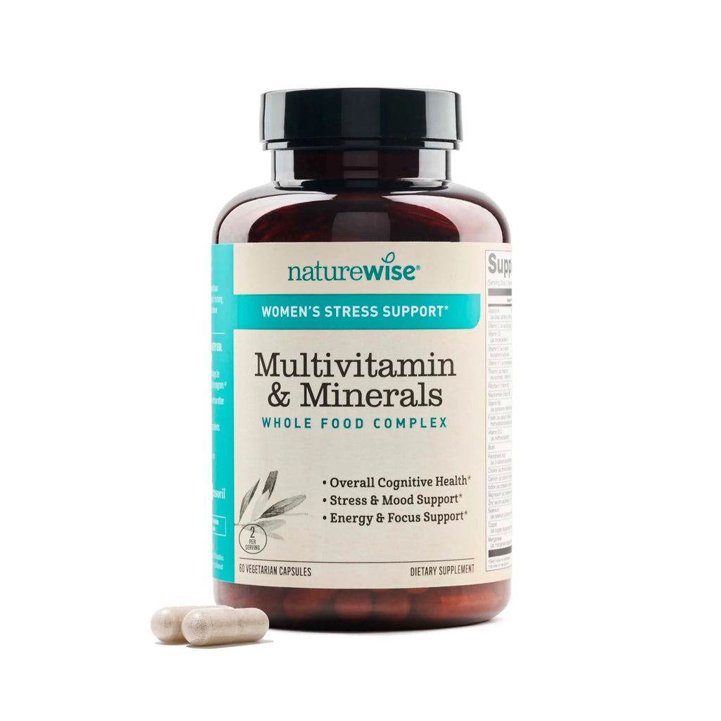 NatureWise Multivitamin for Women + Stress Support with Organic Whole Foods & Natural Minerals - B-Complex + Vitamin C + D3 K2 for Immunity, Hair, Skin & Nails NatureWise Au supplements