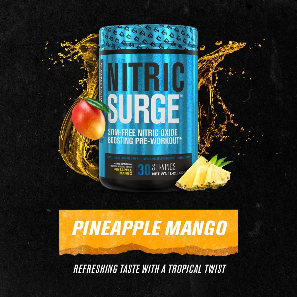 Nitric Surge Stim Free Pre Workout Powder - Caffeine Free Nitric Oxide Supplement Jacked Factory Au supplements