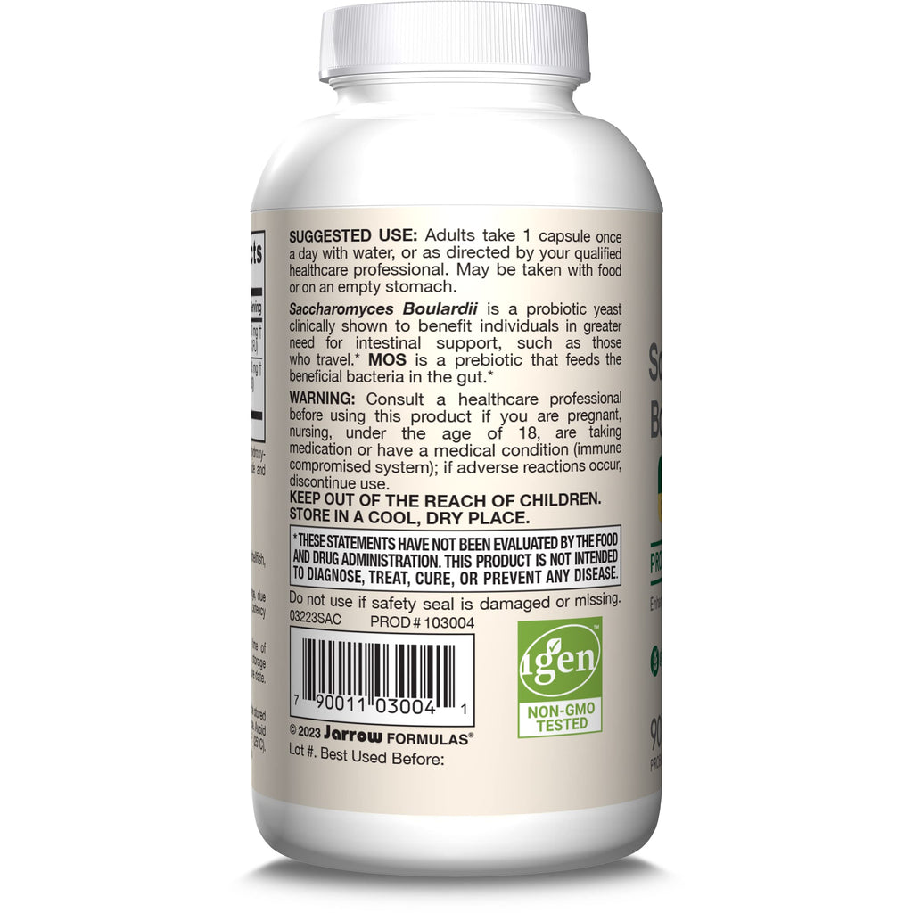 Jarrow Formulas Saccharomyces Boulardii + MOS Probiotics for Digestive Health and Intestinal Tract Support - 5 Billion CFU Per Serving - 90 Delayed Release Caps