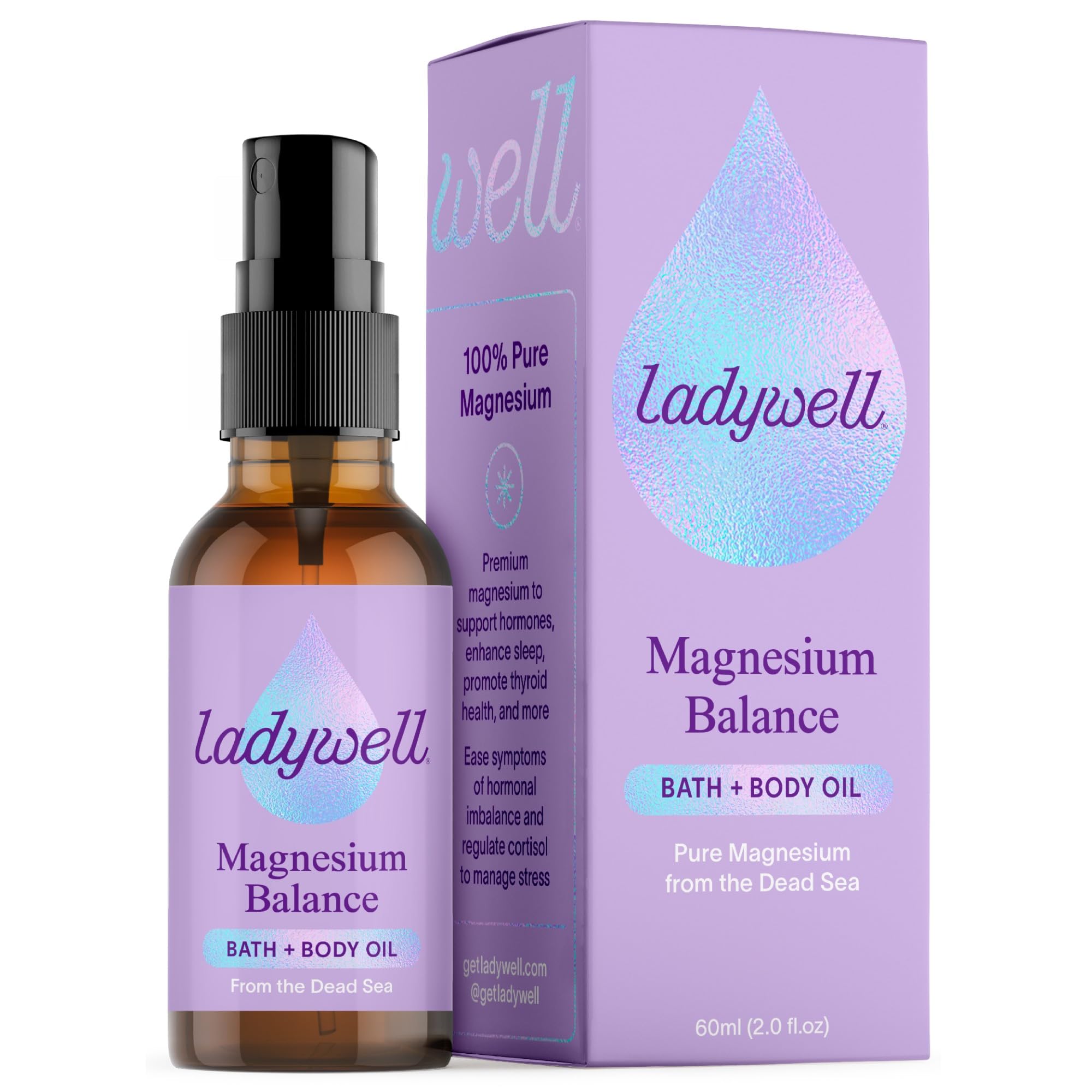 Ladywell Topical Magnesium Oil Spray | Mood, Cycle & Stress Support | PMS, PCOS, Fertility, Menopause, Hormone Balance, Cramps | Pure Magnesium Chloride, Science-Backed | Rapid Skin Absorption Ladywell Au supplements