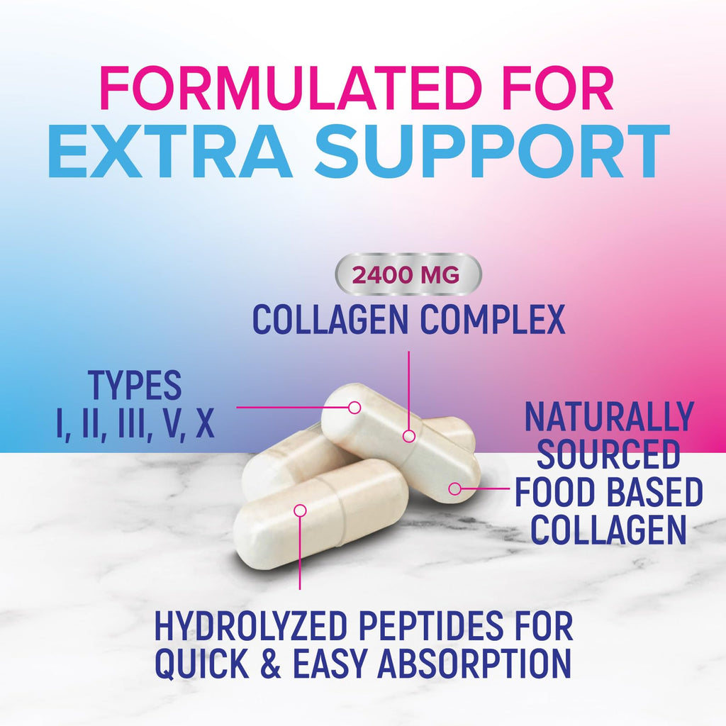 Multi Collagen Pills 2400 mg - Advanced Types I, II, III, V, X - Hydrolyzed Multi Collagen Peptides Pills, Collagen Supplements for Women & Men - Hair, Skin, & Nail Support Supplement - 120 Capsules Nature's Nutrition Au supplements