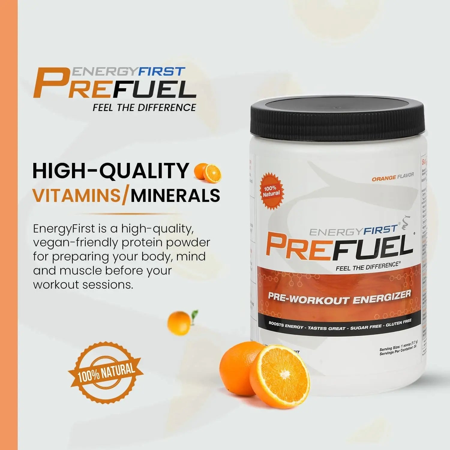 EnergyFirst Prefuel Pre-Workout Powder, Orange Flavor, Boost Energy, Creatine Monohydrate EnergyFirst Au supplements