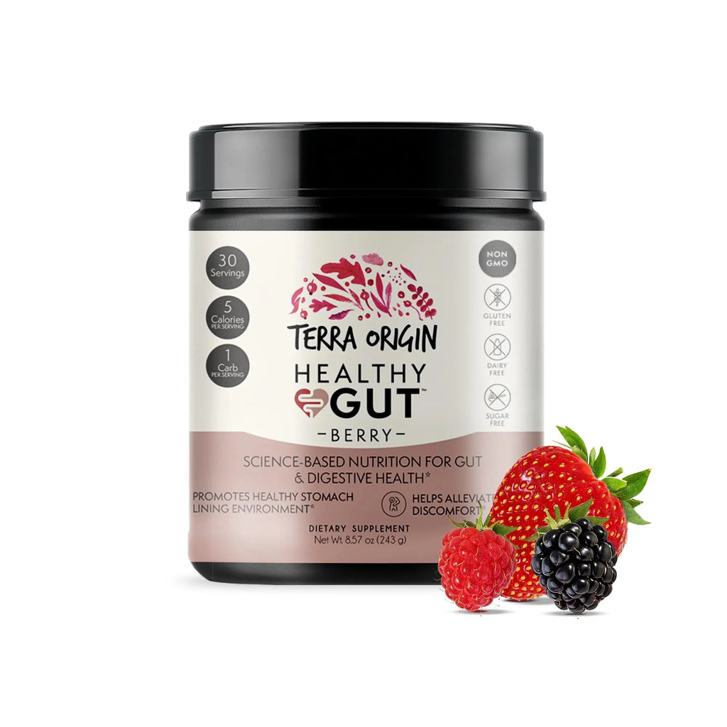 TERRA ORIGIN Healthy Gut Powder (Berry Flavor) |30-Servings with L-Glutamine, Zinc, Glucosamine, Slippery Elm Bark, Marshmallow Root and More! TERRA ORIGIN Au supplements