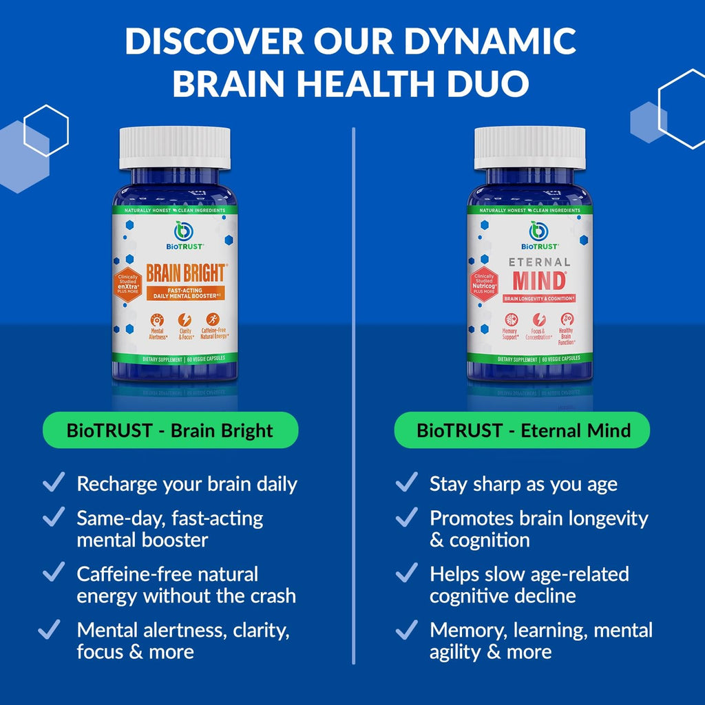 BioTrust Brain Bright – Daily Nootropic Boost for Focus, Concentration, Mental Clarity – Caffeine Free Nootropics Brain Support Supplement – Thai Ginger, Ginkgo, Folate, L-Theanine – 30 Servings BioTrust Au supplements