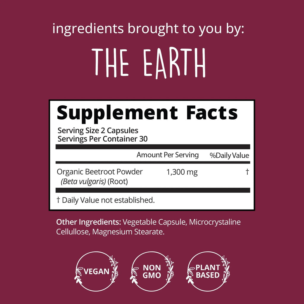 Organic Beet Root Capsules [1,300mg Superfood] - Blood Pressure Support Supplements Happy Healthy Hippie Au supplements