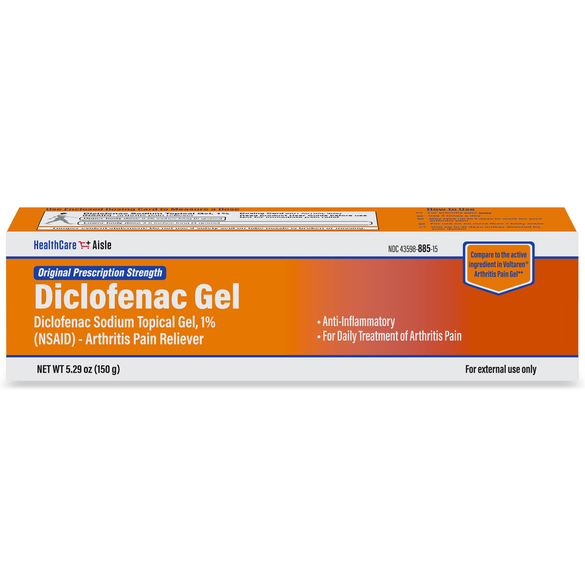 HealthCareAisle Diclofenac Gel, 1%, Arthritis Pain Relief - 150 g tube - Original Prescription Strength (NSAID) HealthCareAisle Au supplements