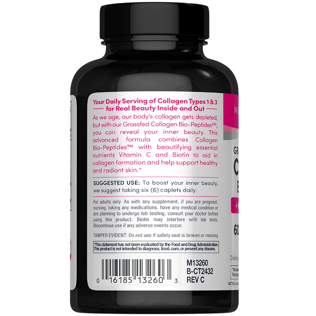 NeoCell Collagen Peptides Pills | 180 Tablets | with Vitamin C and Biotin | Grass Fed Bovine | Hair, Skin, & Nails | for Women and Men