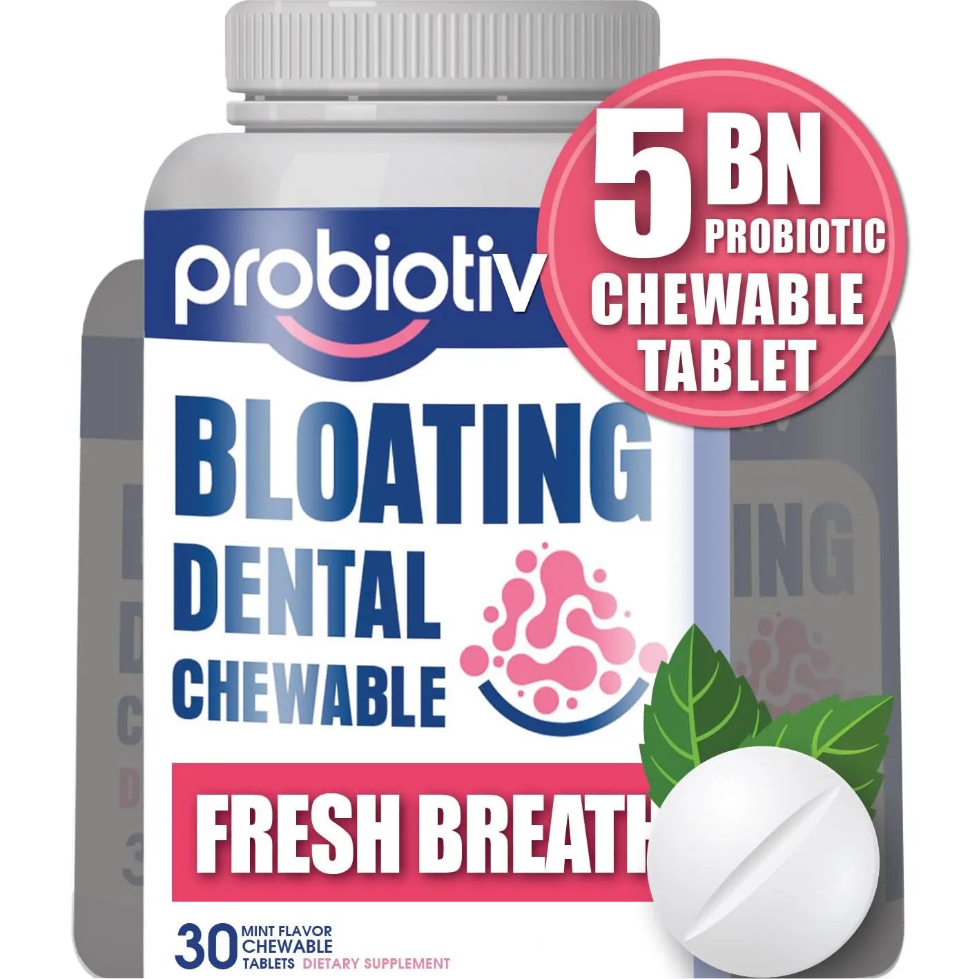 Probiotiv Chewable Probiotics for Daily Bloating w/ 5 Billion CFU – “Two-in-One Combo” Probiotiv Au supplements